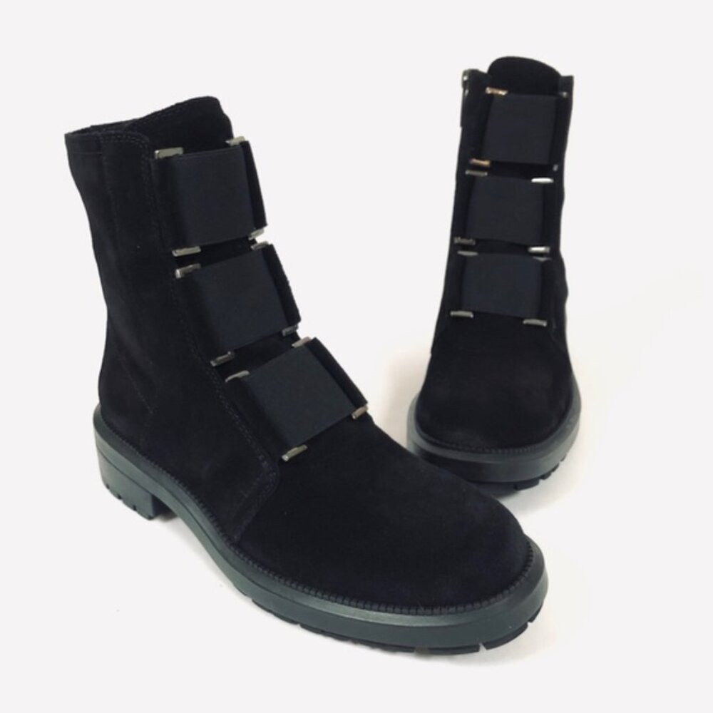 Aquatalia Liv waterproof black suede ankle boots, size 7.5